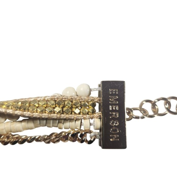 Multi-Strand Bracelet Victoria Emerson Gold tone White Beaded neutral jewelry - Picture 3 of 5